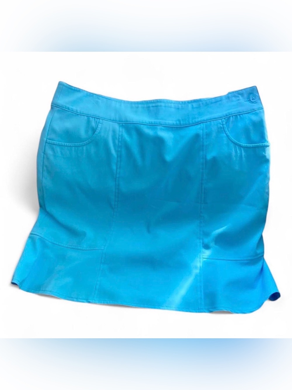 Bright Turquoise Mini Skirt - Clean A-Line Style
